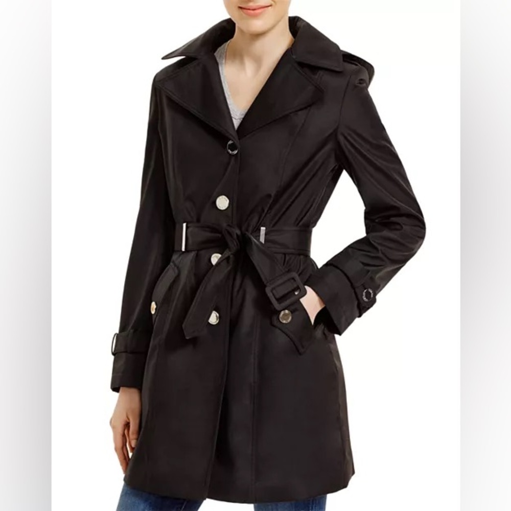 Calvin Klein Classic Hooded Belted Trench Coat